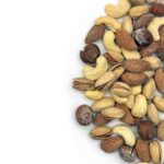 آجیل چهارمغز برشته پودری اعلا فام لند زمینه سفید از بالا