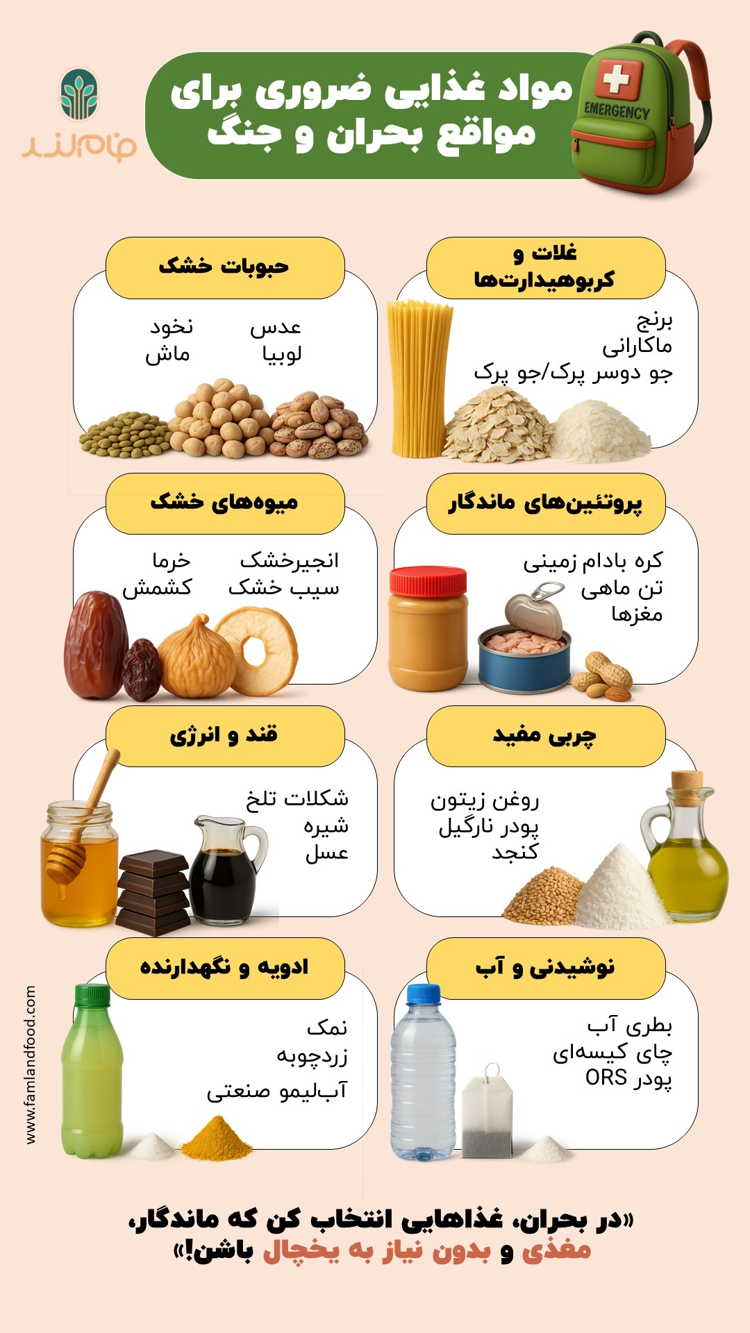 مواد غذایی ضروری برای مواقع بحران