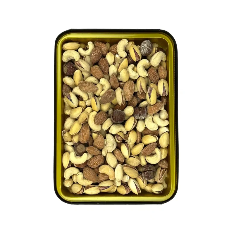 آجیل چهارمغز برشته پودری جعبه زرین فام لند 8.8