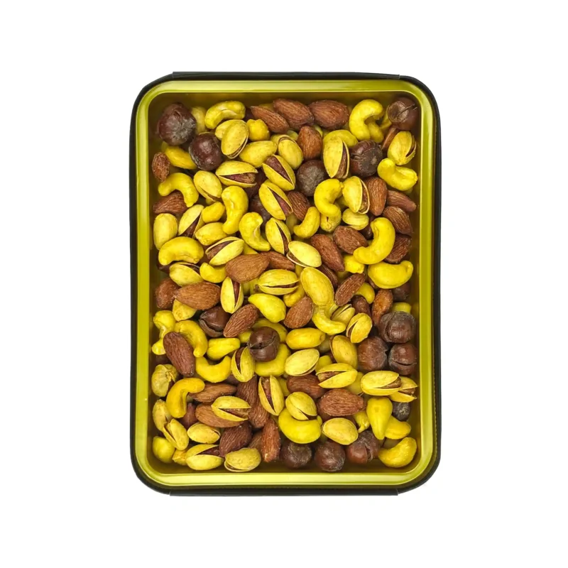 آجیل چهارمغز زعفرانی جعبه زرین3 فام لند