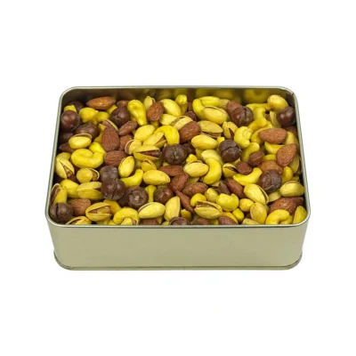 آجیل چهارمغز زعفرانی جعبه فلزی4 فام لند