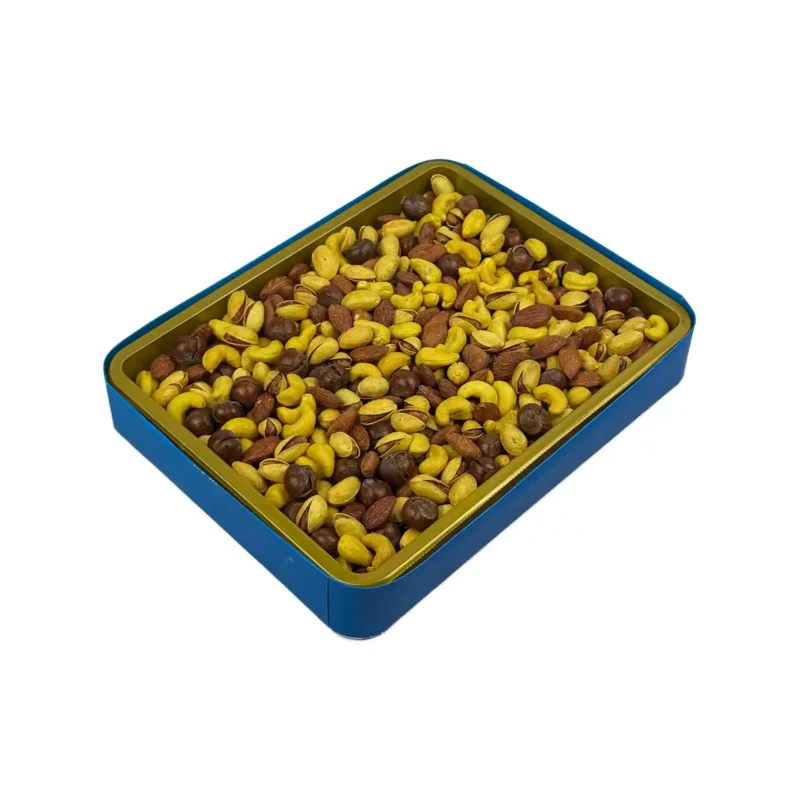 جعبه کادویی نقشینه آجیل چهار مغز برشته زعفرانی - Image 4