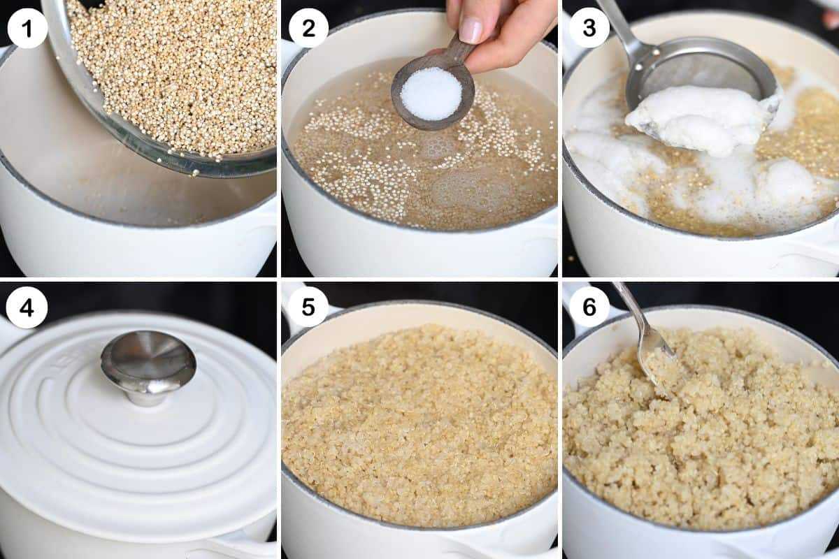 مراحل پختن کینوا